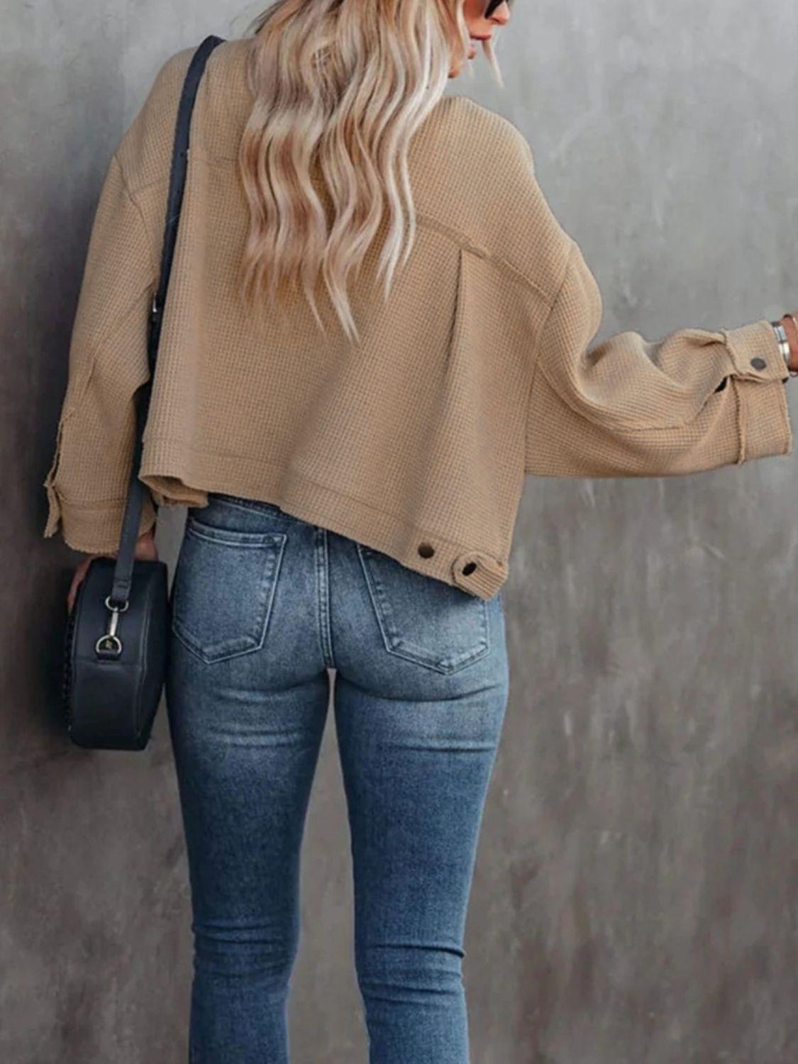 Get trendy with Button Up Long Sleeve Jacket - available at Styles Code. Grab yours today!