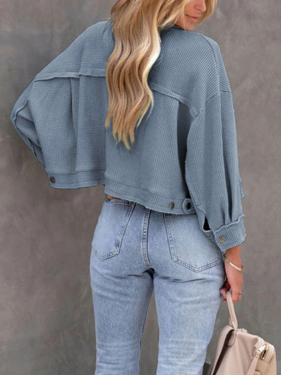 Get trendy with Button Up Long Sleeve Jacket - available at Styles Code. Grab yours today!