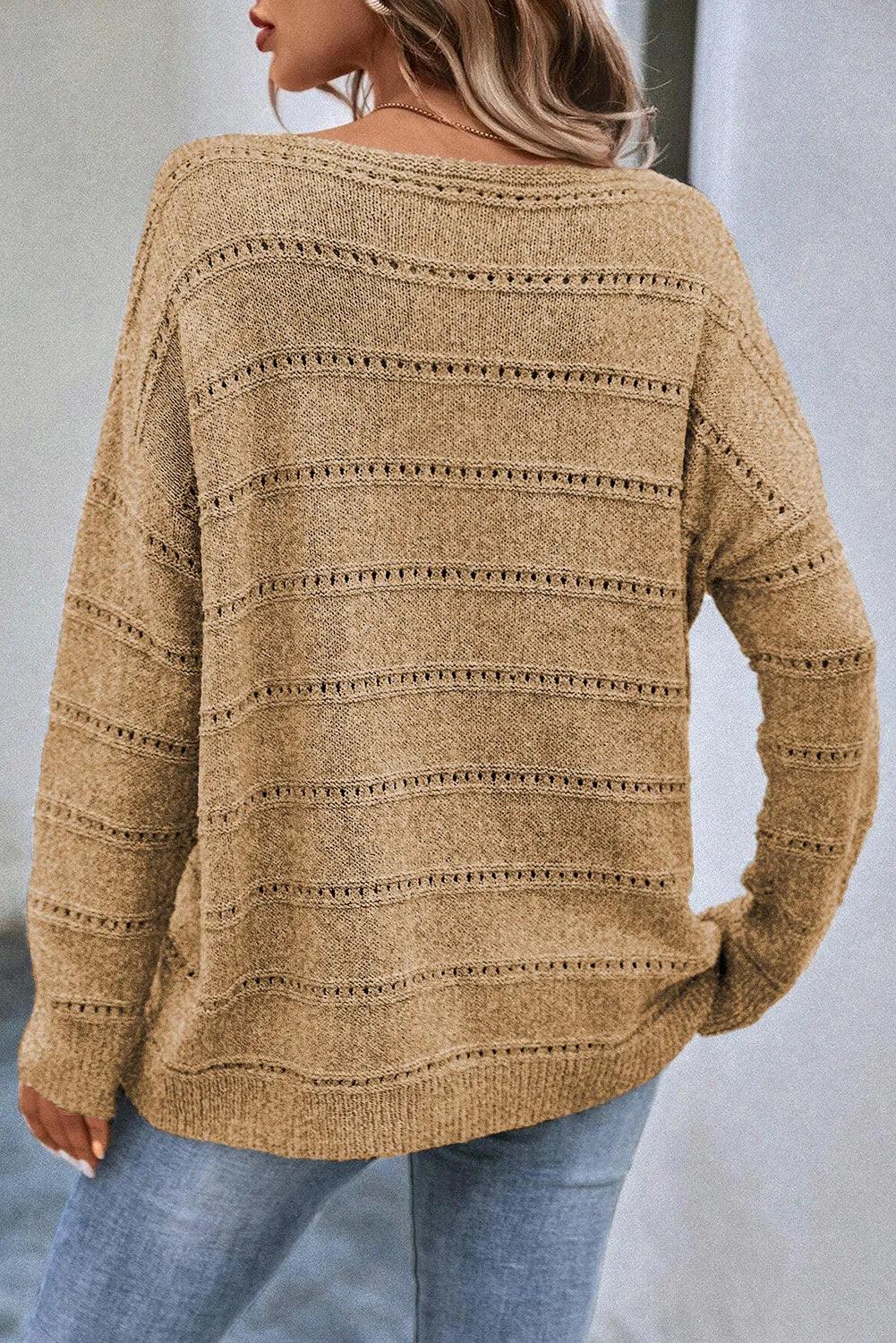 Get trendy with Boat Neck Dropped Shoulder Sweater - available at Styles Code. Grab yours today!