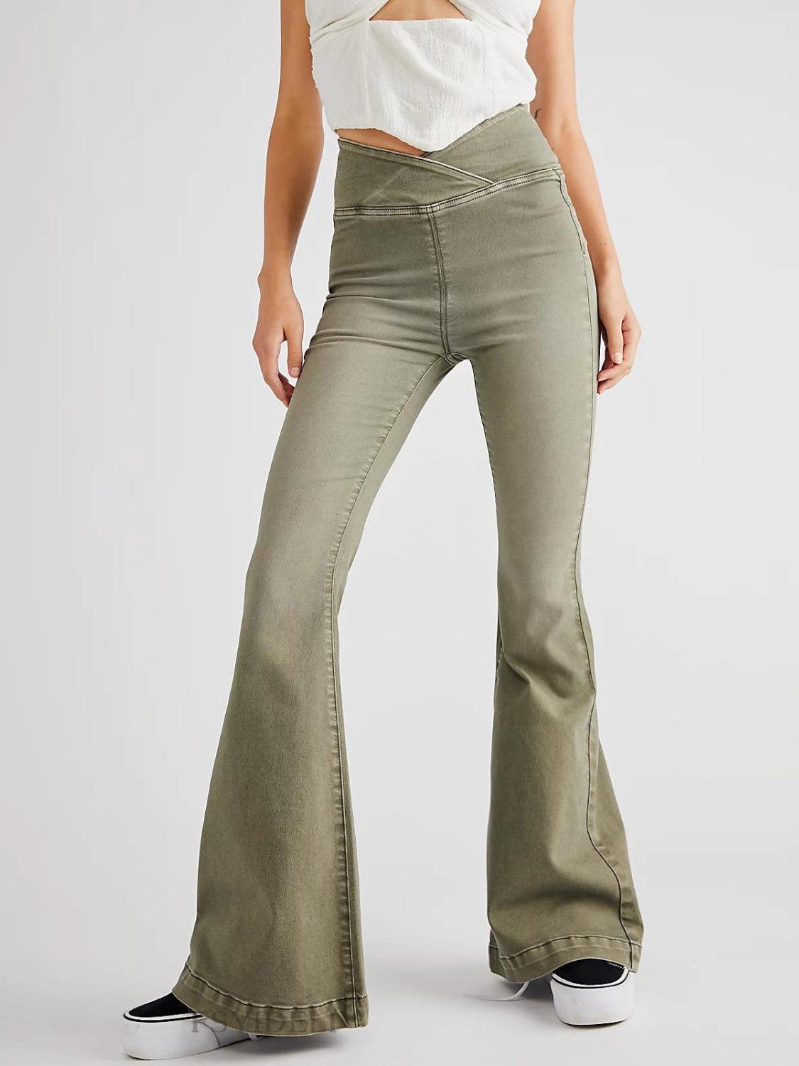 Get trendy with Asymmetric Waist Flare Jeans - available at Styles Code. Grab yours today!
