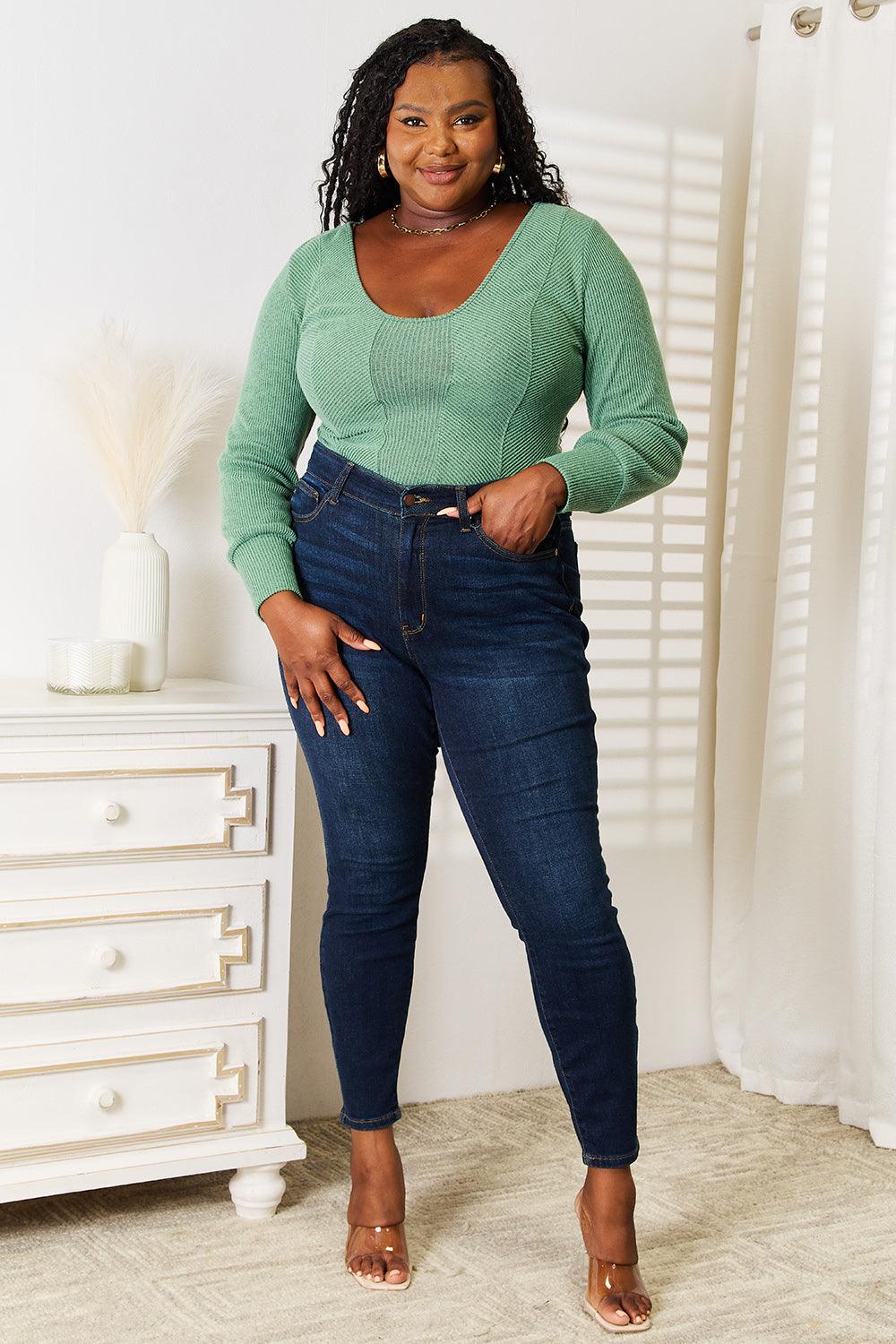 Get trendy with Scoop Neck Long Sleeve Top - Top available at Styles Code. Grab yours today!