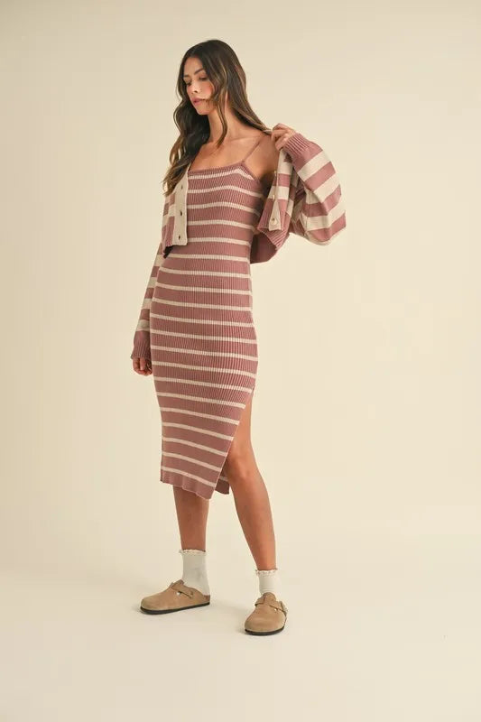 Get trendy with Crop Cardigan and Bodycon Dress Set - Dress available at Styles Code. Grab yours today!