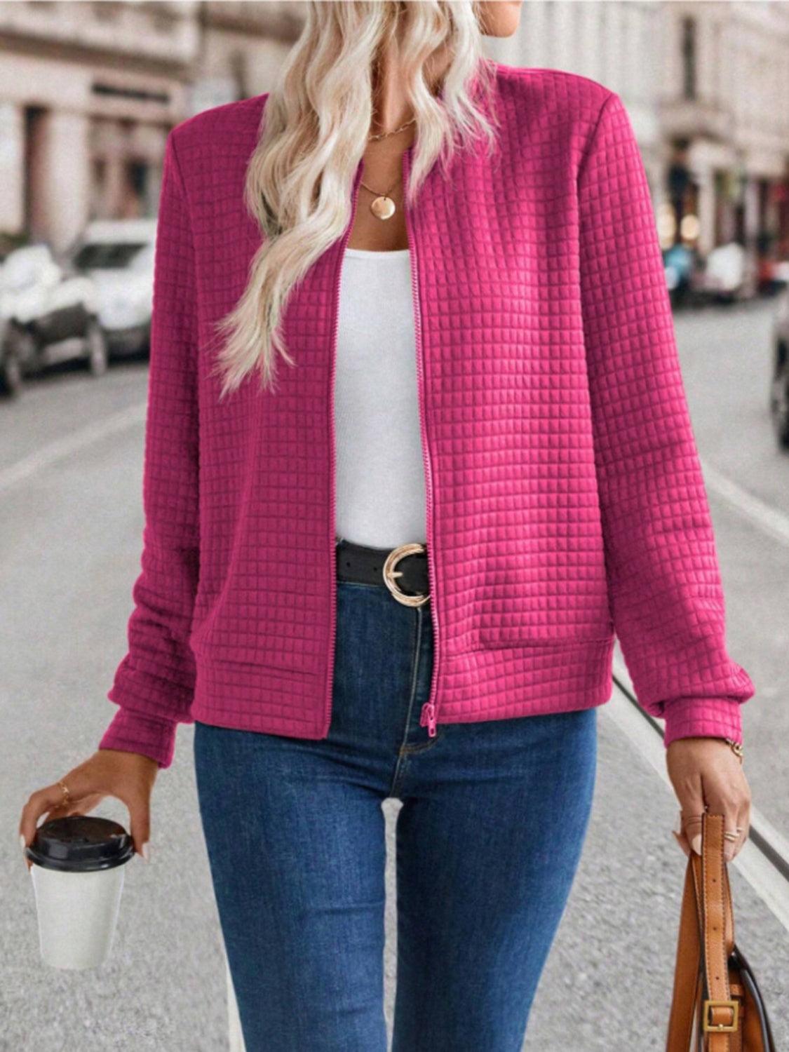 Get trendy with Zip Up Long Sleeve Jacket - available at Styles Code. Grab yours today!