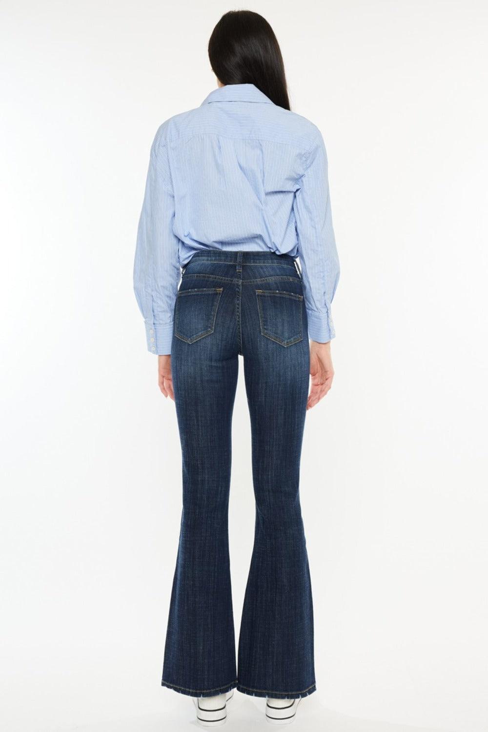 Get trendy with Full Size Mid Rise Flare Jeans - Jeans available at Styles Code. Grab yours today!