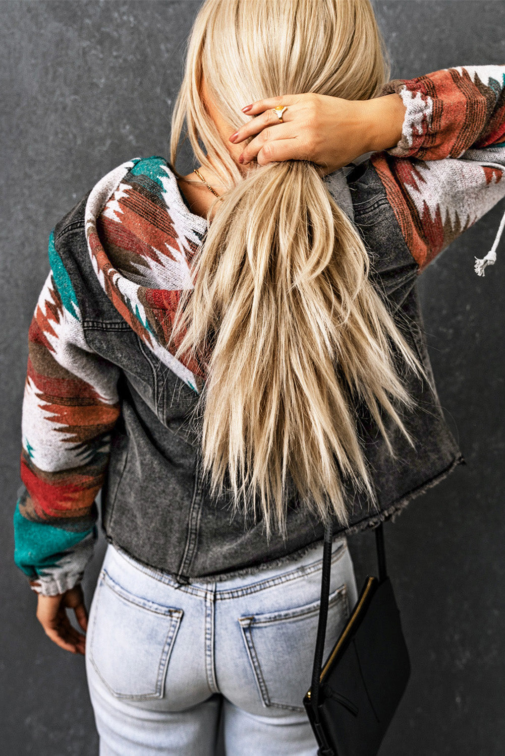 Get trendy with Drawstring Hooded Pocketed Denim Jacket - Denim Jacket available at Styles Code. Grab yours today!