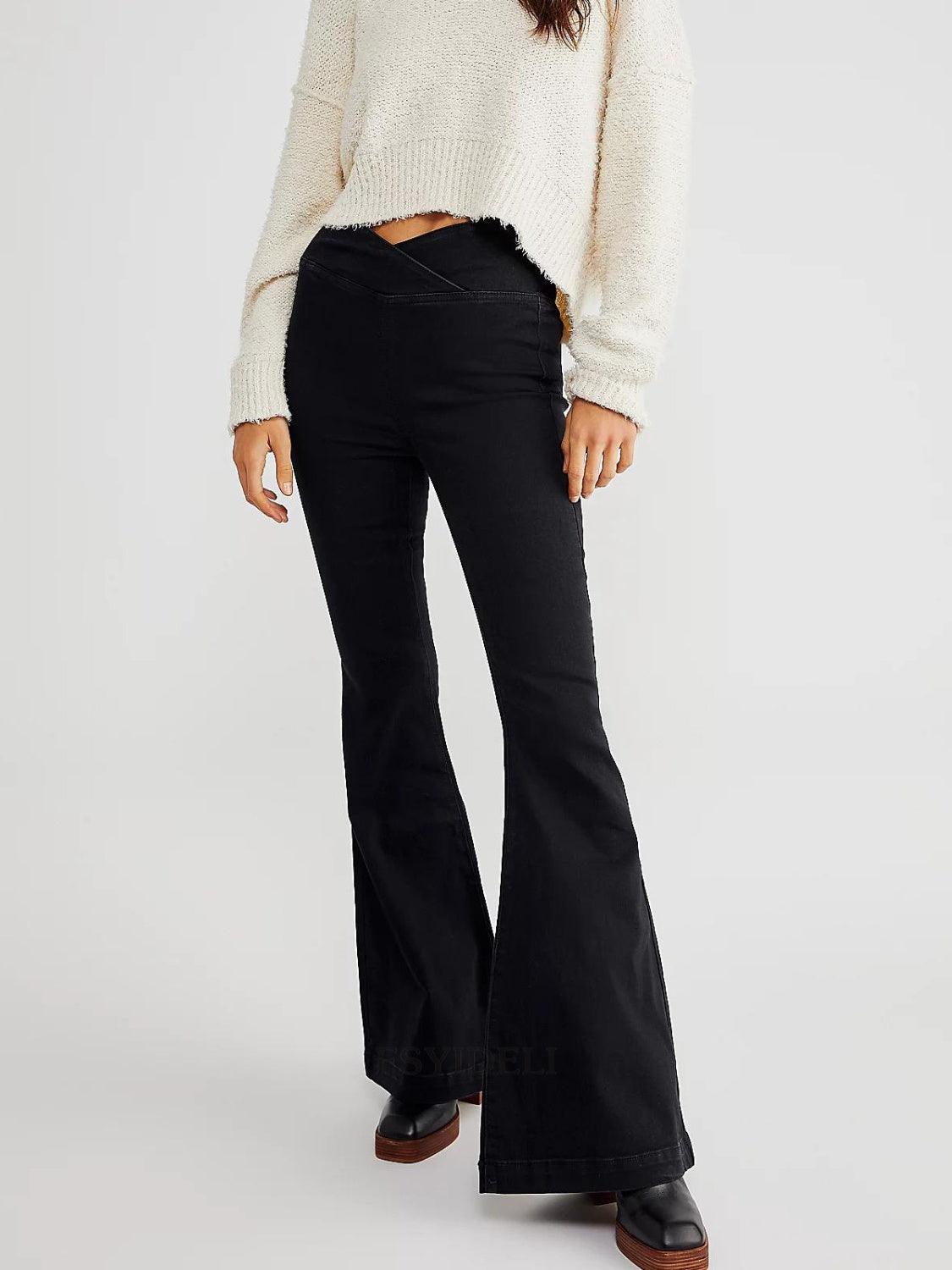 Get trendy with Asymmetric Waist Flare Jeans - available at Styles Code. Grab yours today!