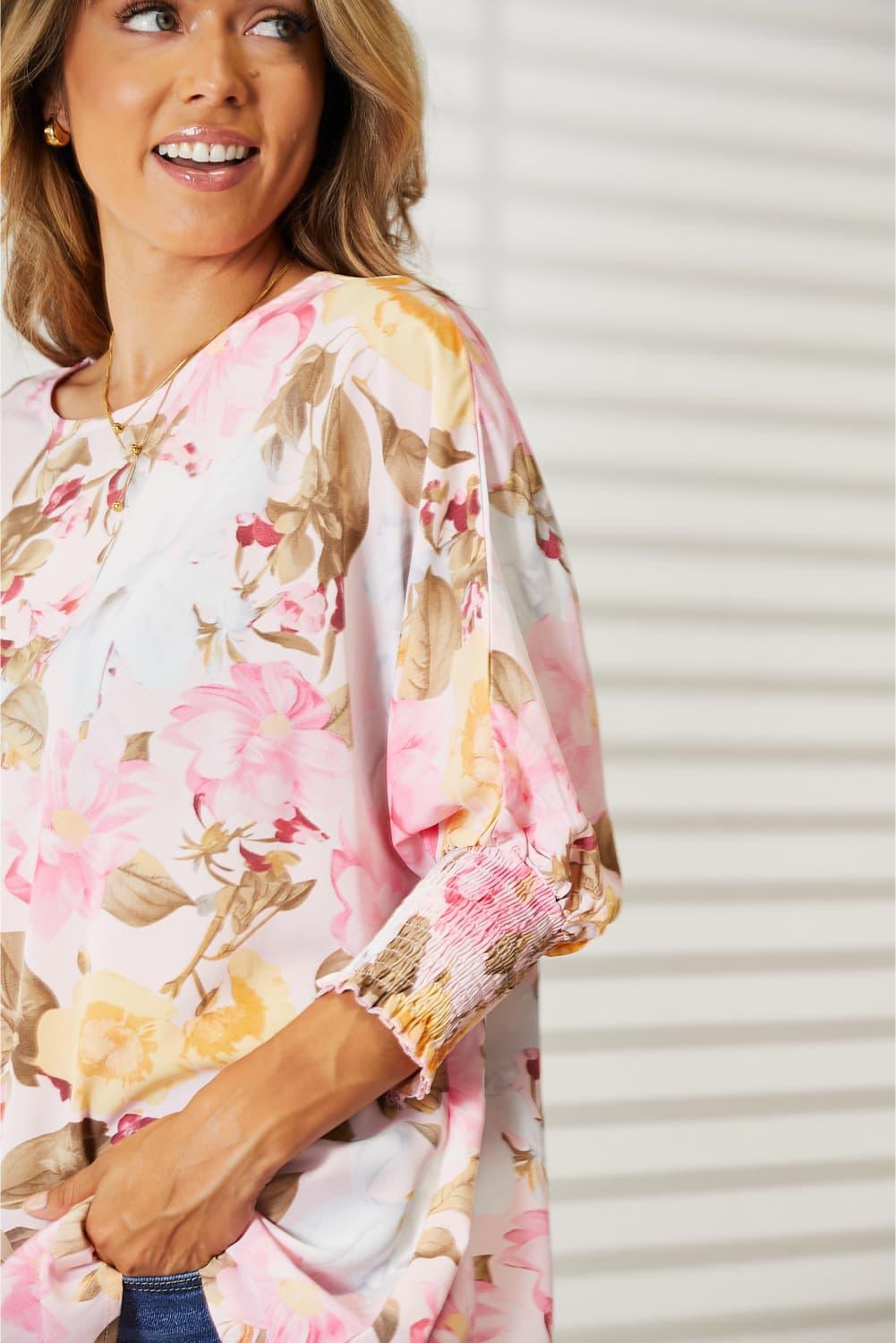 Get trendy with Floral Three-Quarter Sleeve Top - Top available at Styles Code. Grab yours today!
