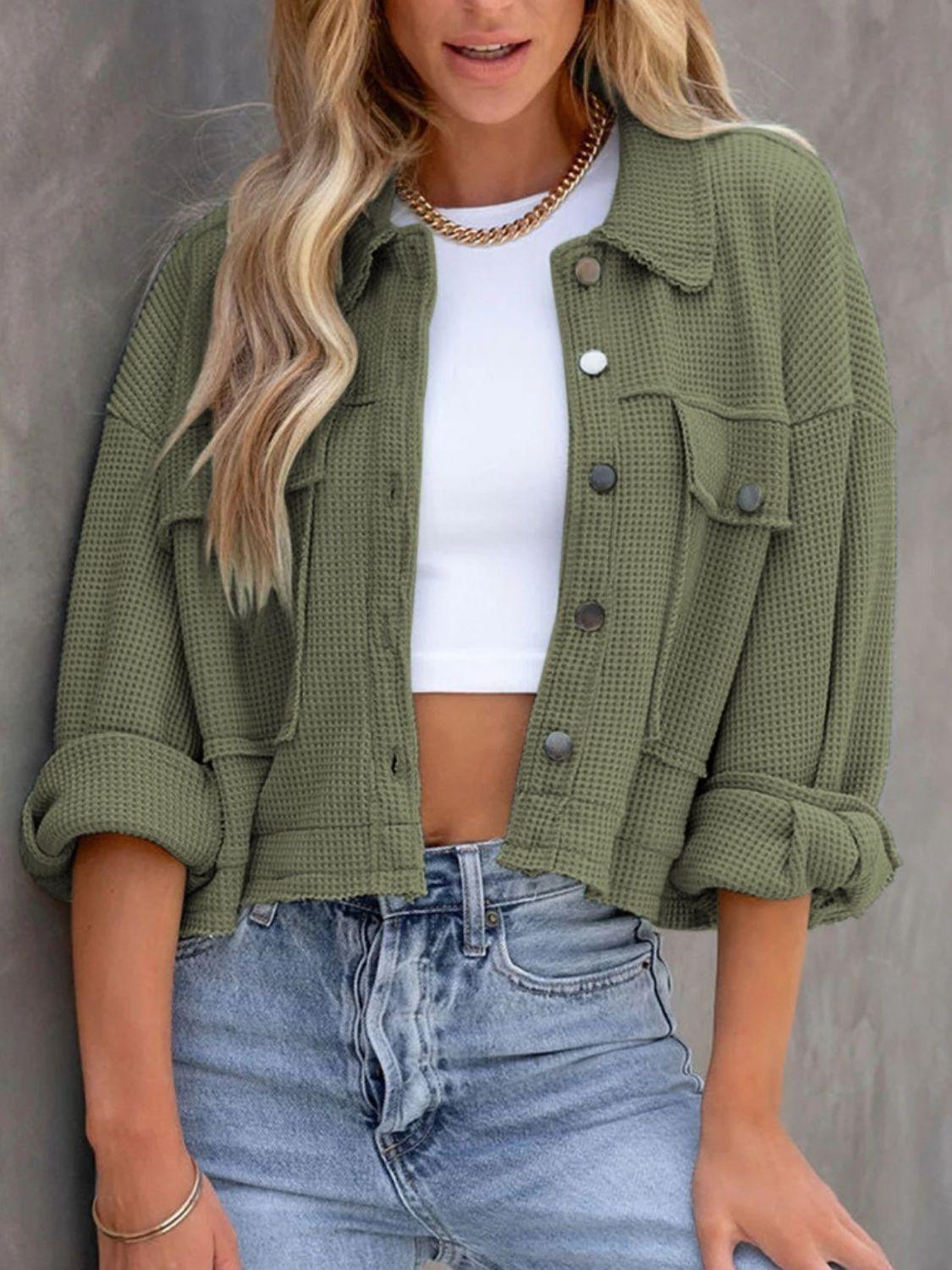 Get trendy with Button Up Long Sleeve Jacket - available at Styles Code. Grab yours today!