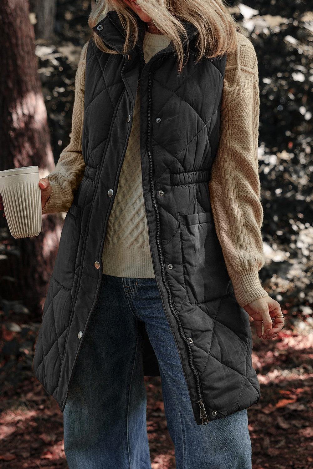 Get trendy with Pocketed Zipper and Button Vest Coat - available at Styles Code. Grab yours today!