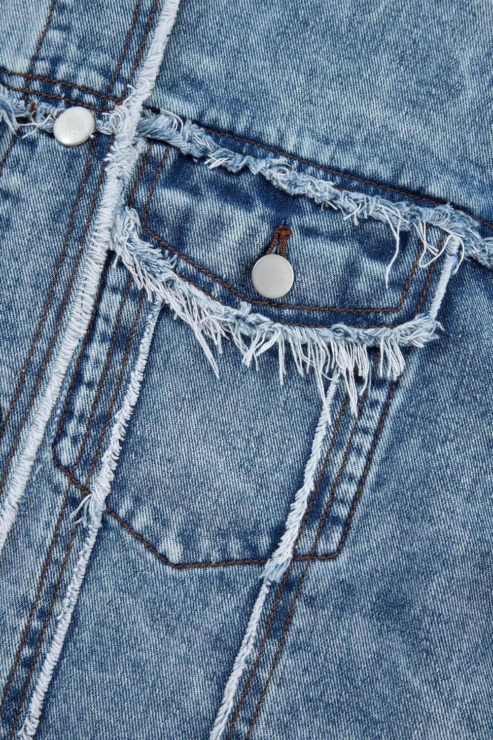 Get trendy with Raw Hem Plaid Denim Jacket - Denim Jacket available at Styles Code. Grab yours today!
