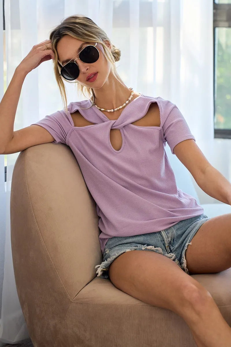 Get trendy with Rib Knit Detailed Top - Top available at Styles Code. Grab yours today!