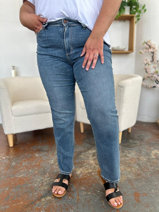 Get trendy with Full Size High Waist Straight Jeans - Plus Size available at Styles Code. Grab yours today!