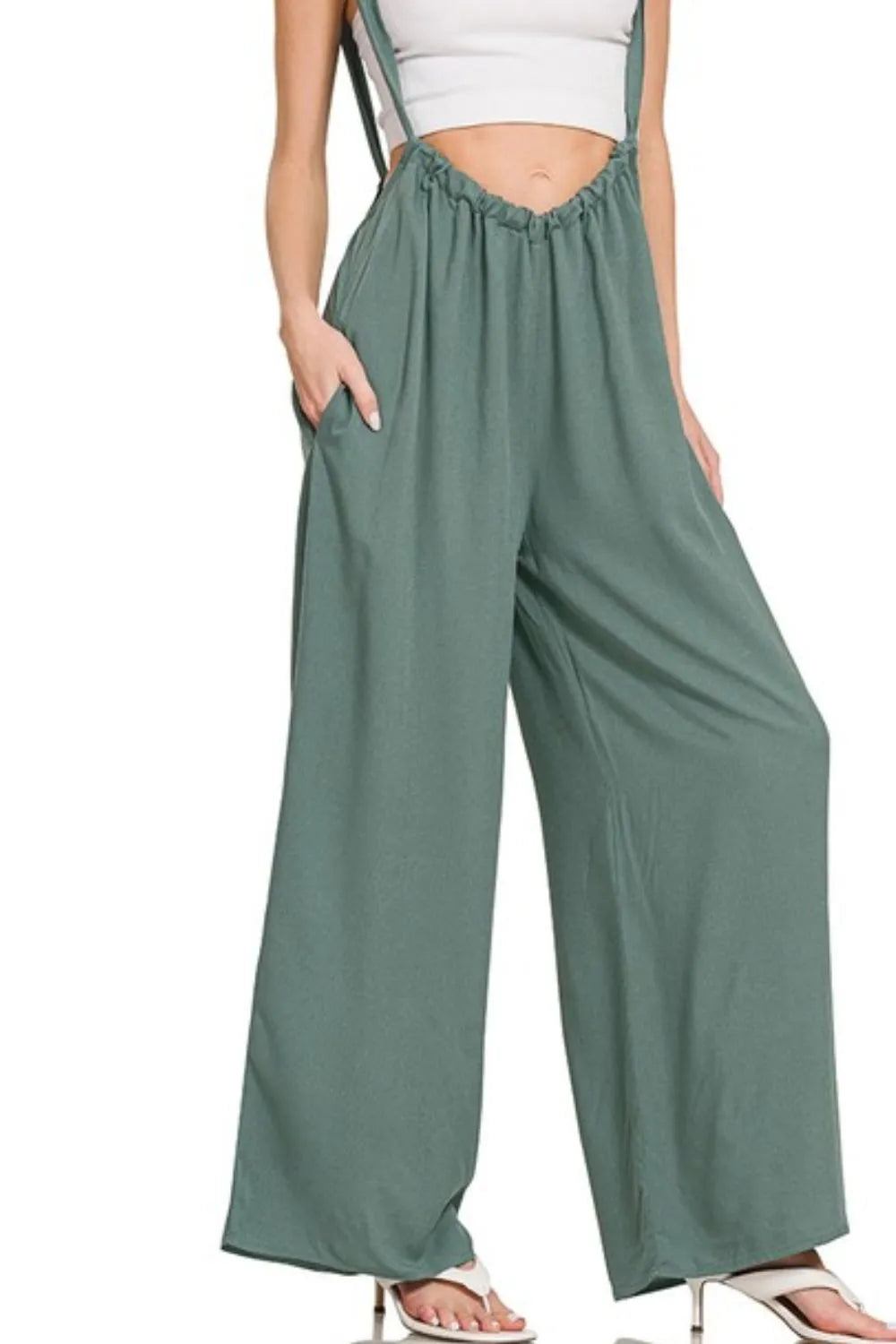 Get trendy with Woven Suspender Jumpsuit - Jumpsuit available at Styles Code. Grab yours today!