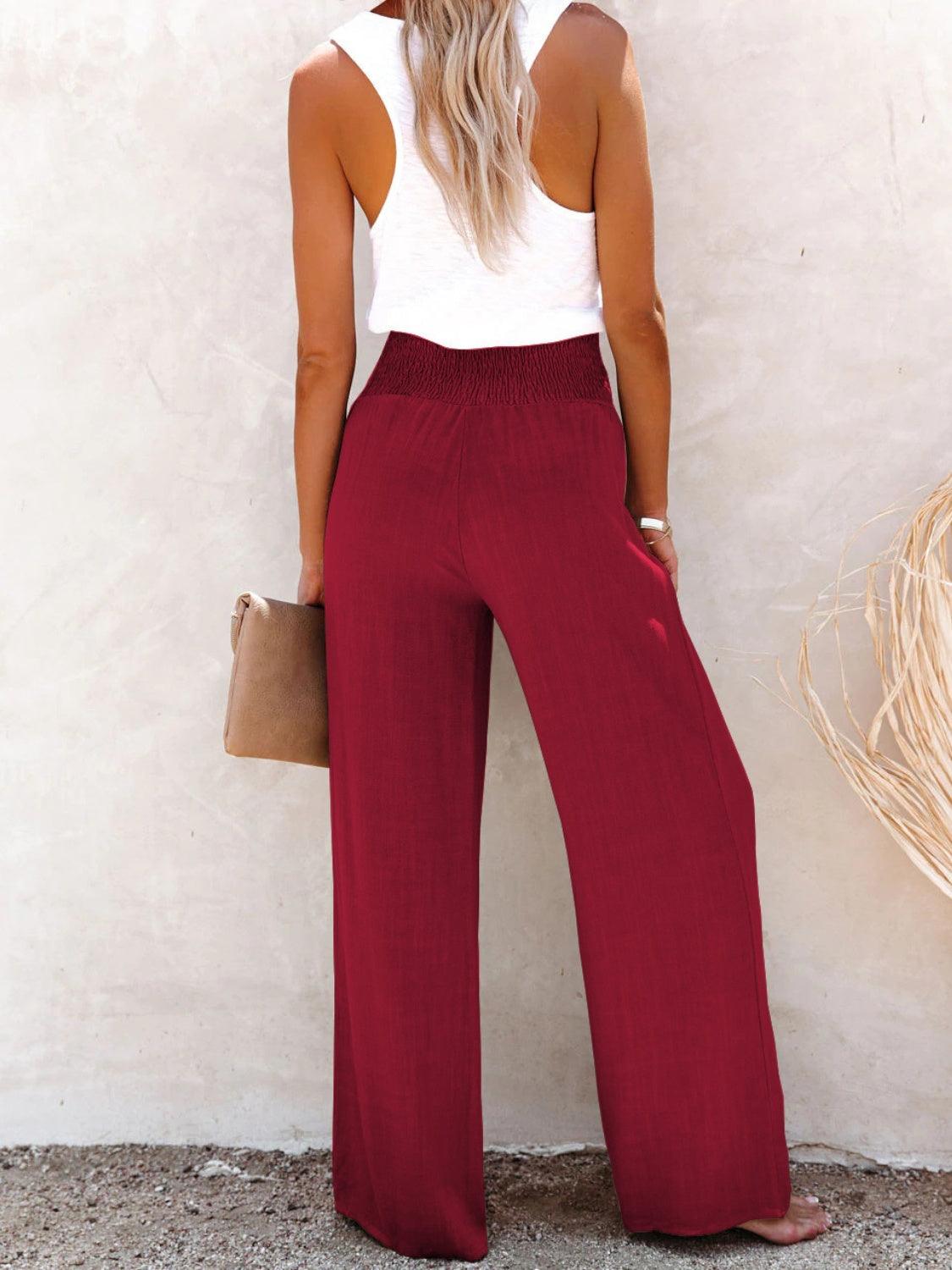 Get trendy with Full Size Decorative Button High Waist Pants - Pants available at Styles Code. Grab yours today!