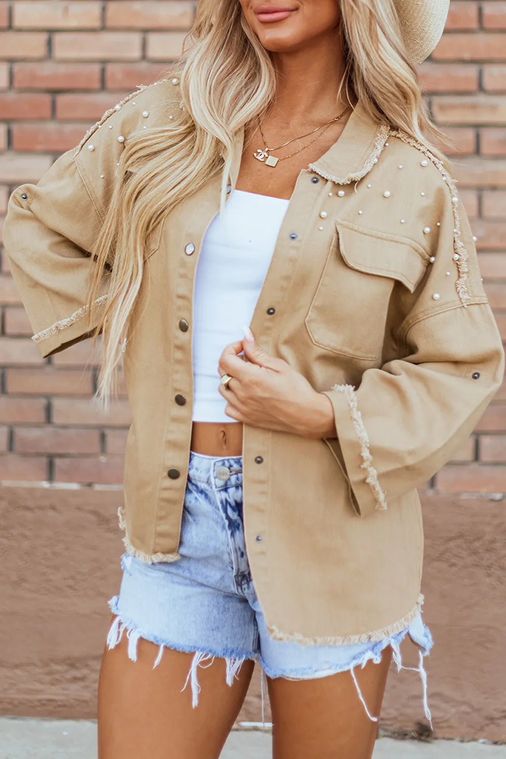 Get trendy with Dropped Shoulder Denim Jacket - Denim Jacket available at Styles Code. Grab yours today!