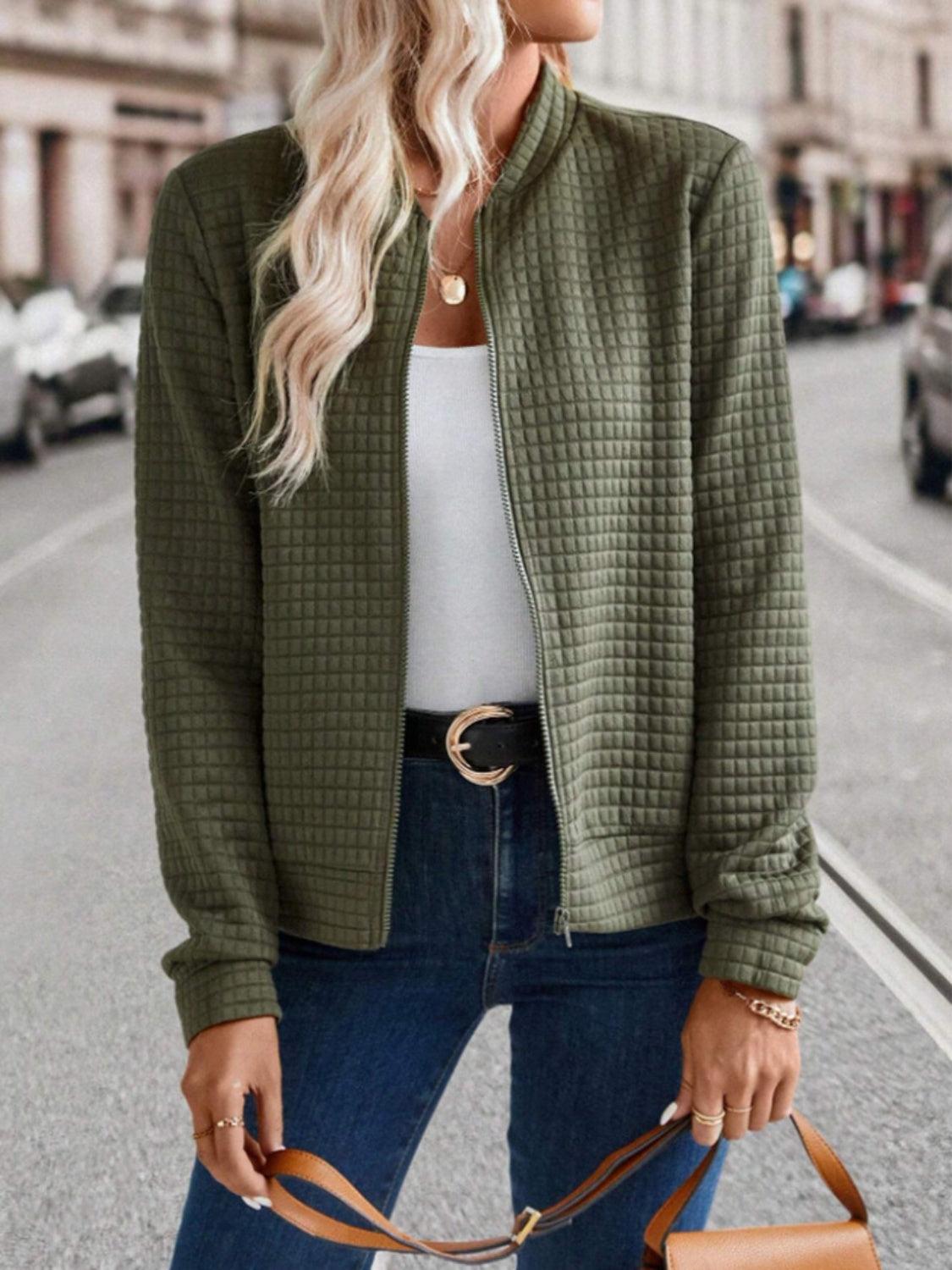 Get trendy with Zip Up Long Sleeve Jacket - available at Styles Code. Grab yours today!