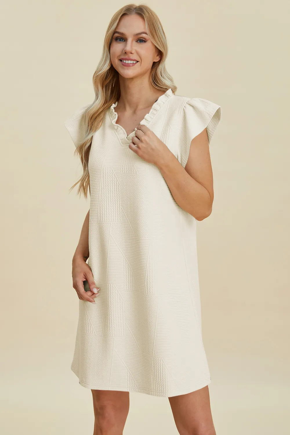 Get trendy with Full Size Ruffled V-Neck Dress - Dress available at Styles Code. Grab yours today!