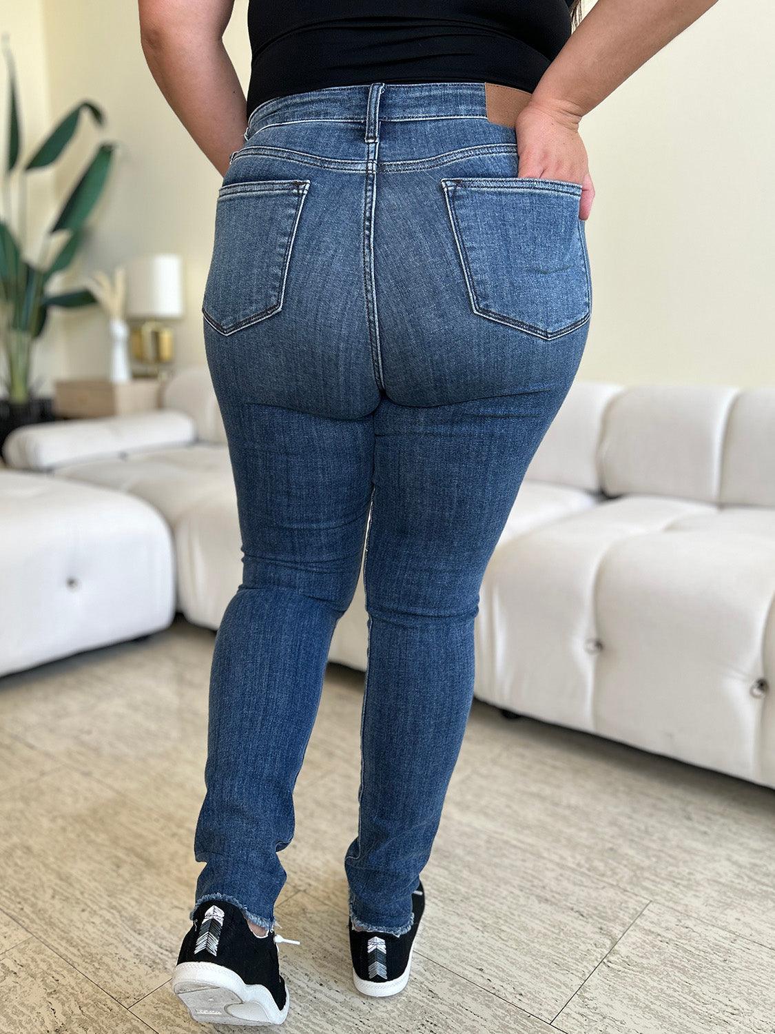 Get trendy with Full Size High Waist Distressed Skinny Jeans - Plus Size available at Styles Code. Grab yours today!