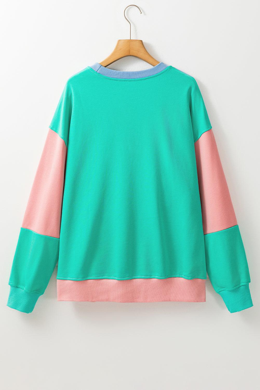 Get trendy with Color Block Round Neck Long Sleeve Sweatshirt - available at Styles Code. Grab yours today!