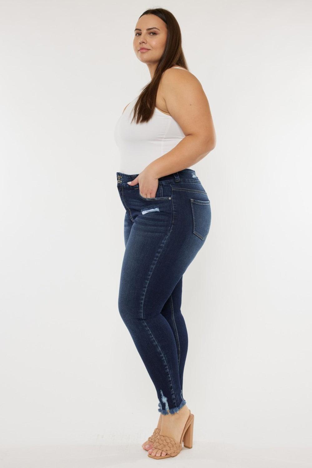 Get trendy with Full Size Raw Hem High Waist Jeans - available at Styles Code. Grab yours today!