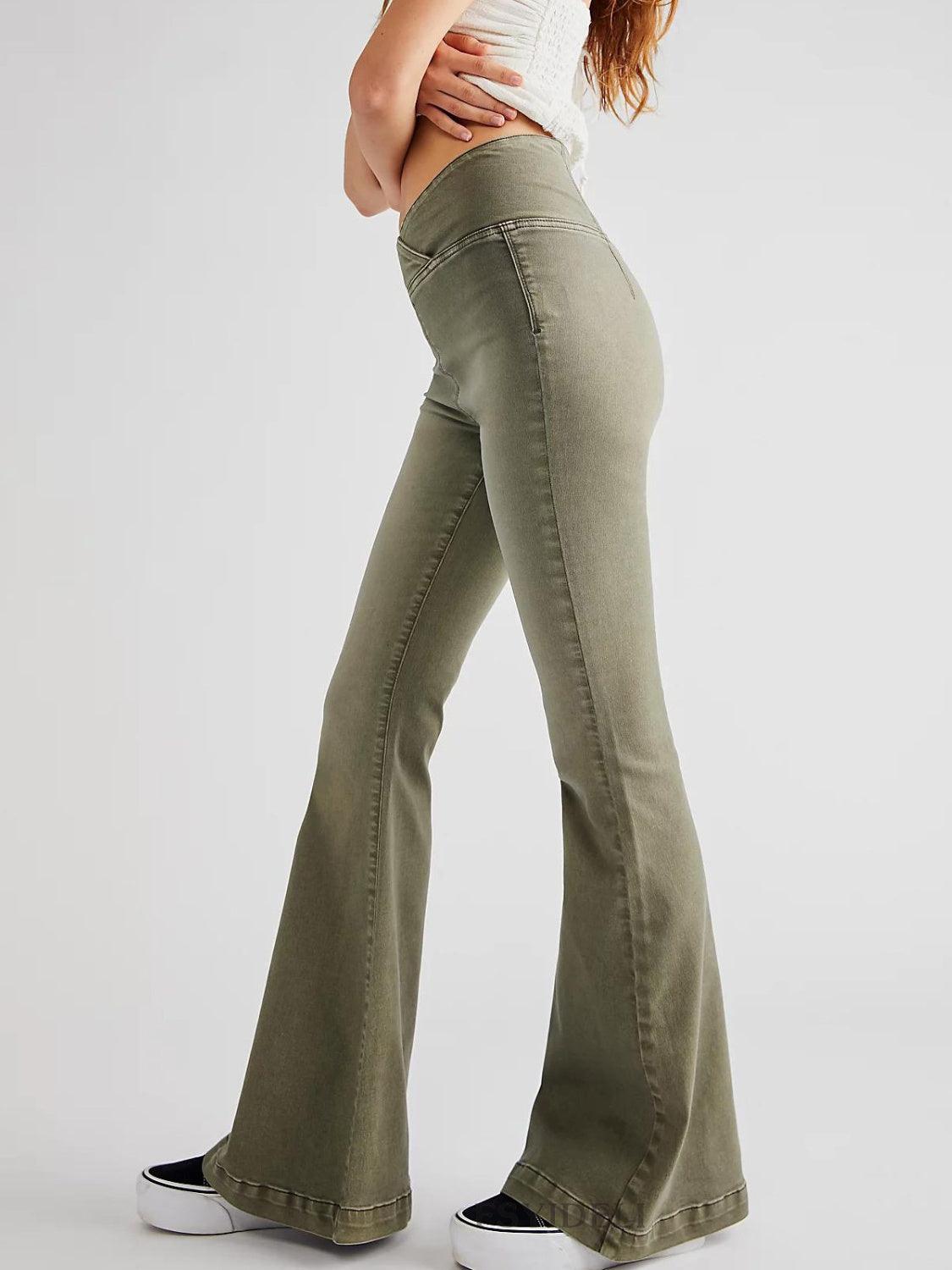 Get trendy with Asymmetric Waist Flare Jeans - available at Styles Code. Grab yours today!