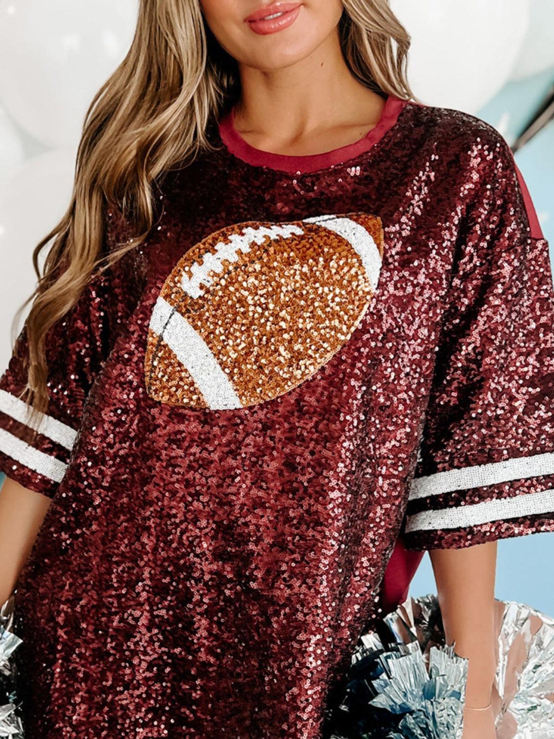 Get trendy with "Football" Round Neck Half Sleeve Oversized Top - available at Styles Code. Grab yours today!