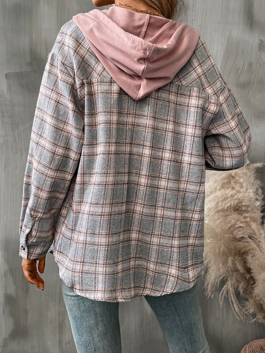Get trendy with Plaid Long Sleeve Hooded Jacket - Jackets available at Styles Code. Grab yours today!