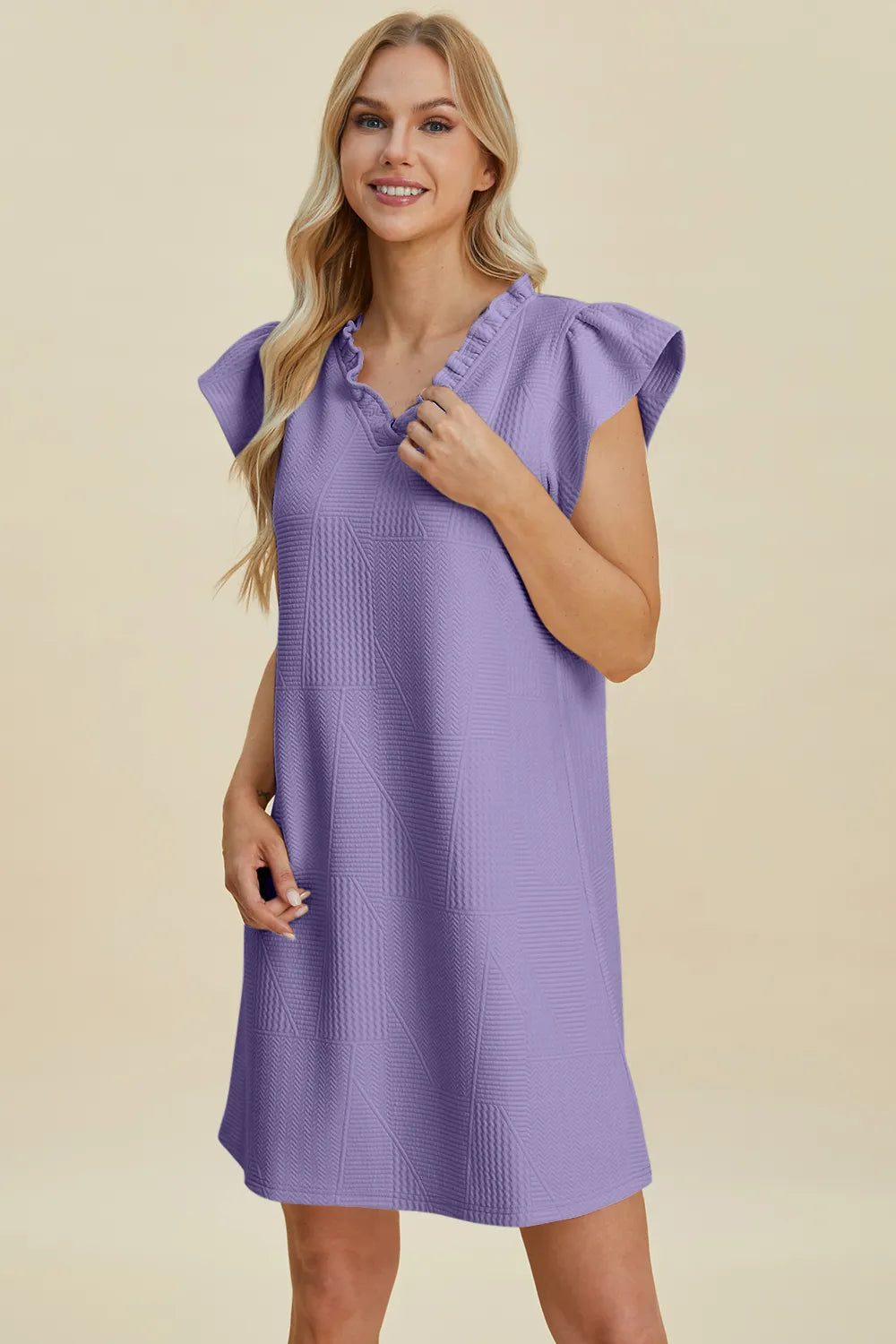 Get trendy with Full Size Ruffled V-Neck Dress - Dress available at Styles Code. Grab yours today!