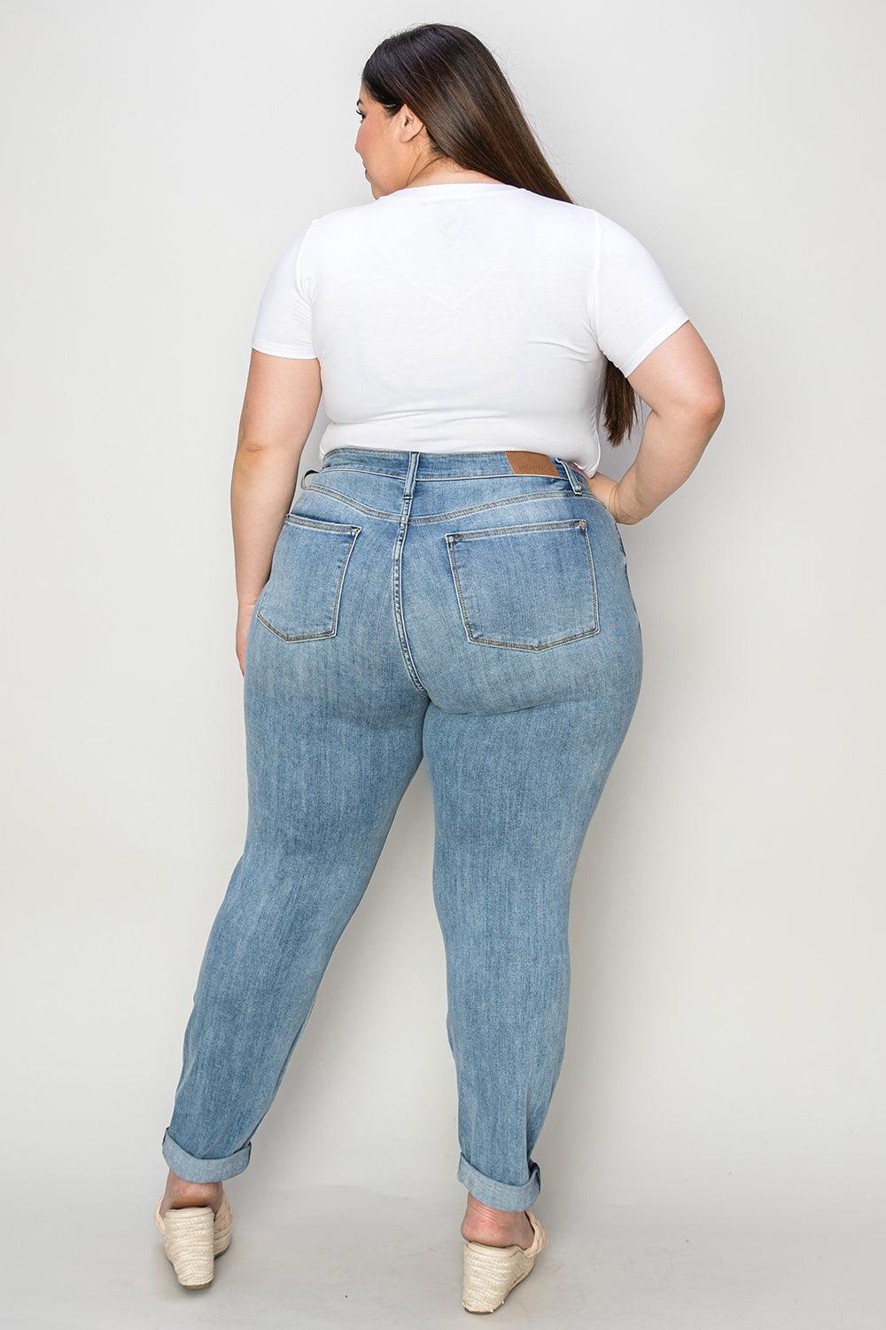 Get trendy with Full Size Cuffed Hem Slim Jeans - available at Styles Code. Grab yours today!