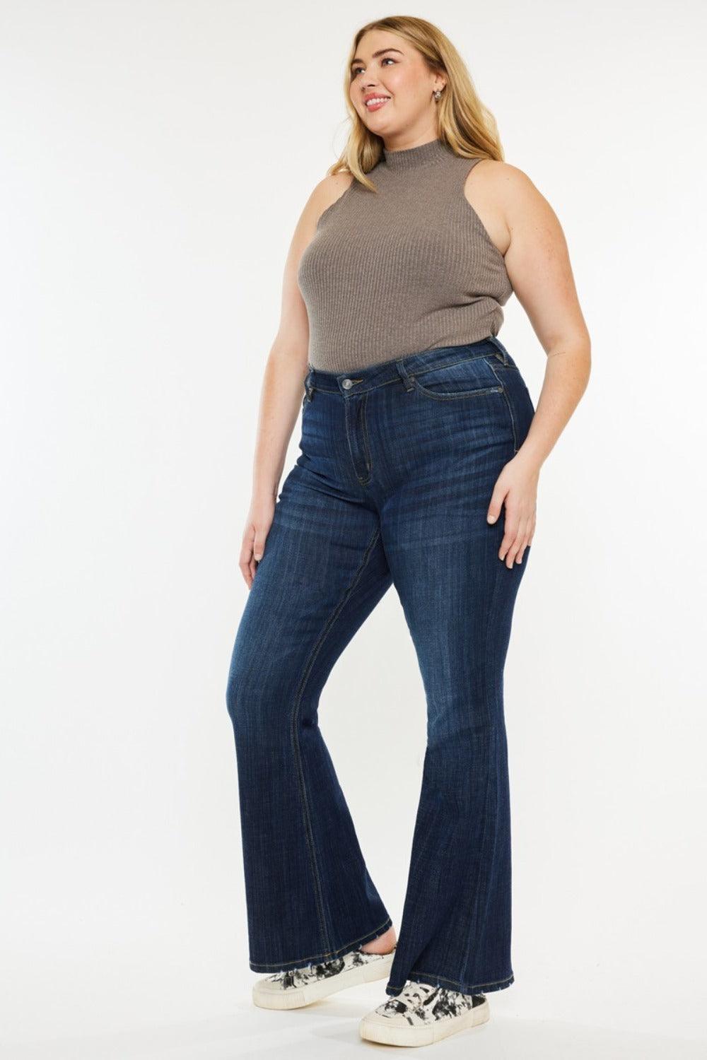 Get trendy with Full Size Mid Rise Flare Jeans - Jeans available at Styles Code. Grab yours today!