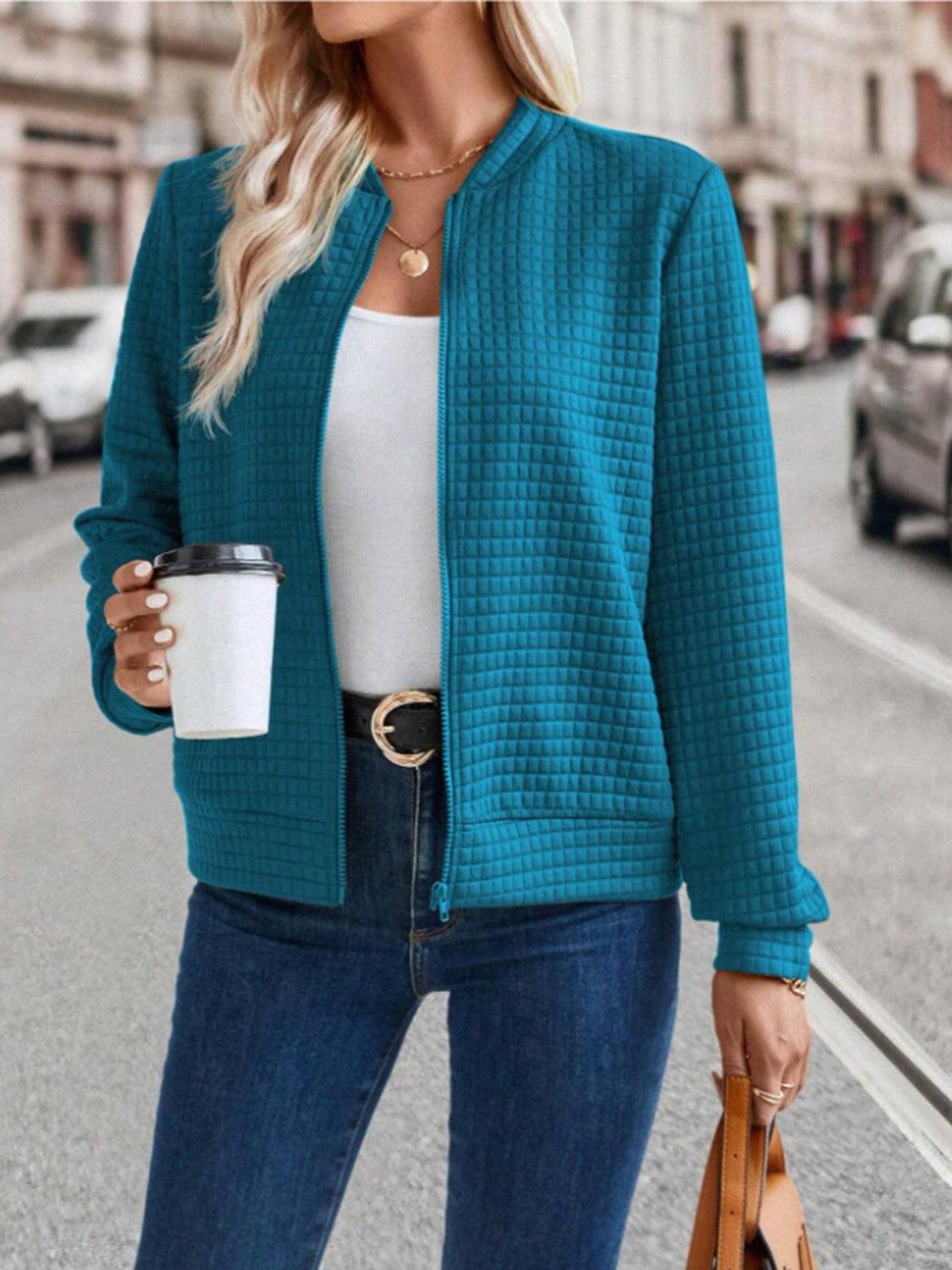 Get trendy with Zip Up Long Sleeve Jacket - available at Styles Code. Grab yours today!