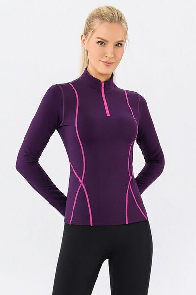 Get trendy with Mock Neck Quarter Zip Active T-Shirt - available at Styles Code. Grab yours today!