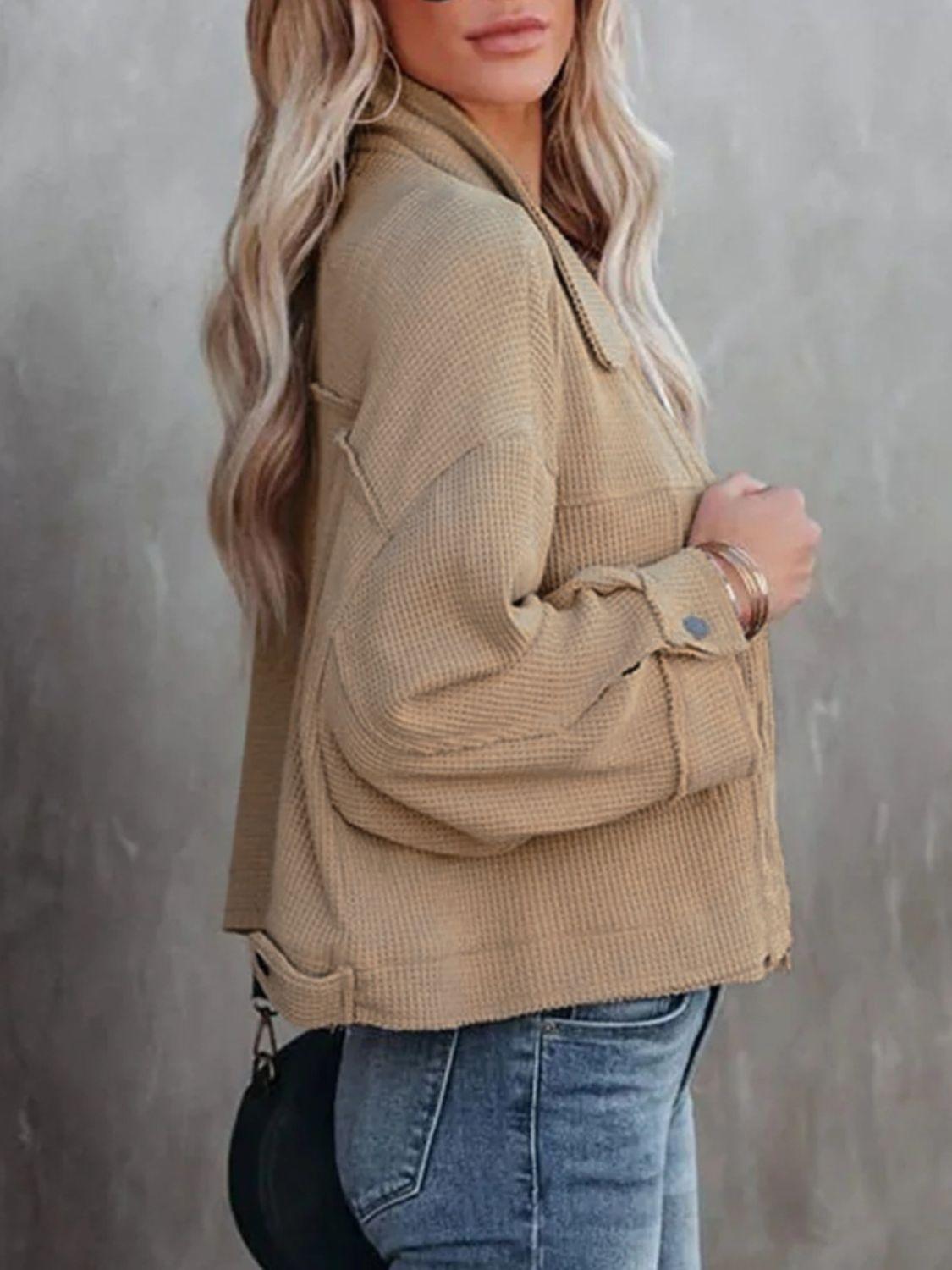 Get trendy with Button Up Long Sleeve Jacket - available at Styles Code. Grab yours today!
