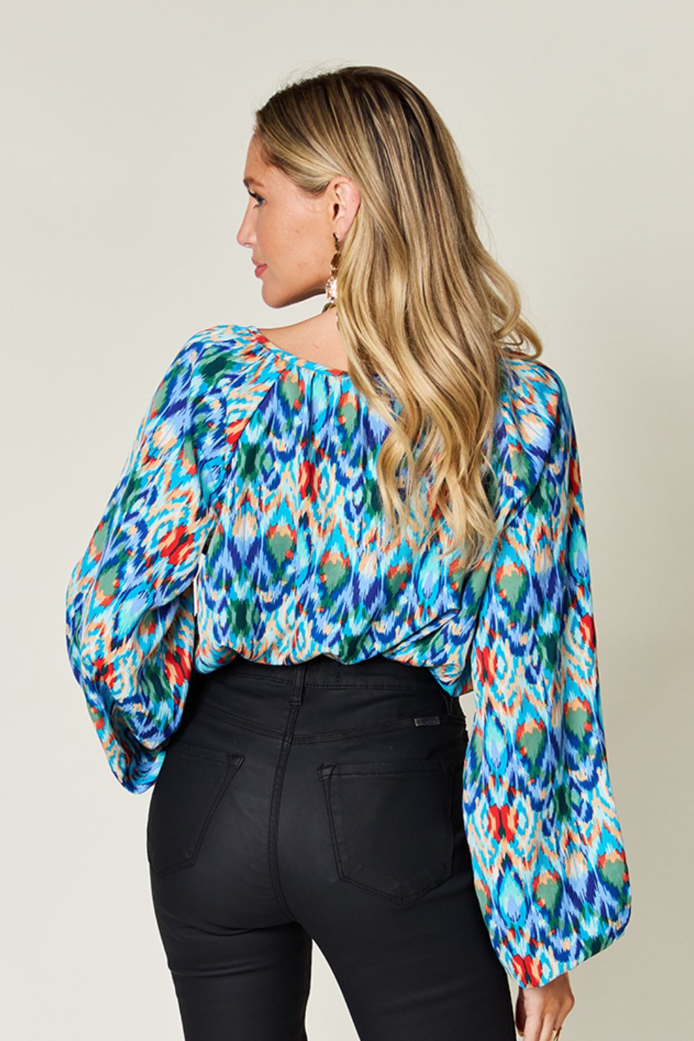 Get trendy with Full Size Balloon Sleeve Blouse - Blouse available at Styles Code. Grab yours today!