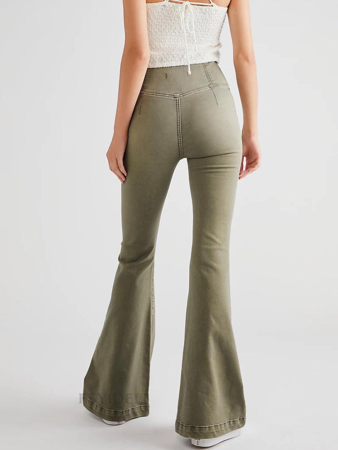 Get trendy with Asymmetric Waist Flare Jeans - available at Styles Code. Grab yours today!