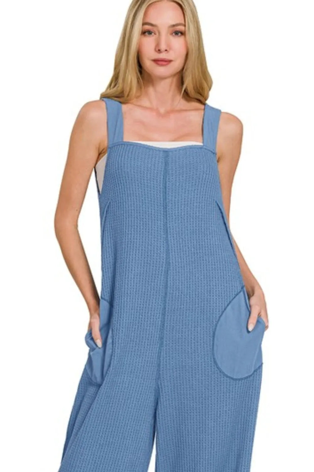 Get trendy with Knit Waffle Overalls - Jumpsuit available at Styles Code. Grab yours today!