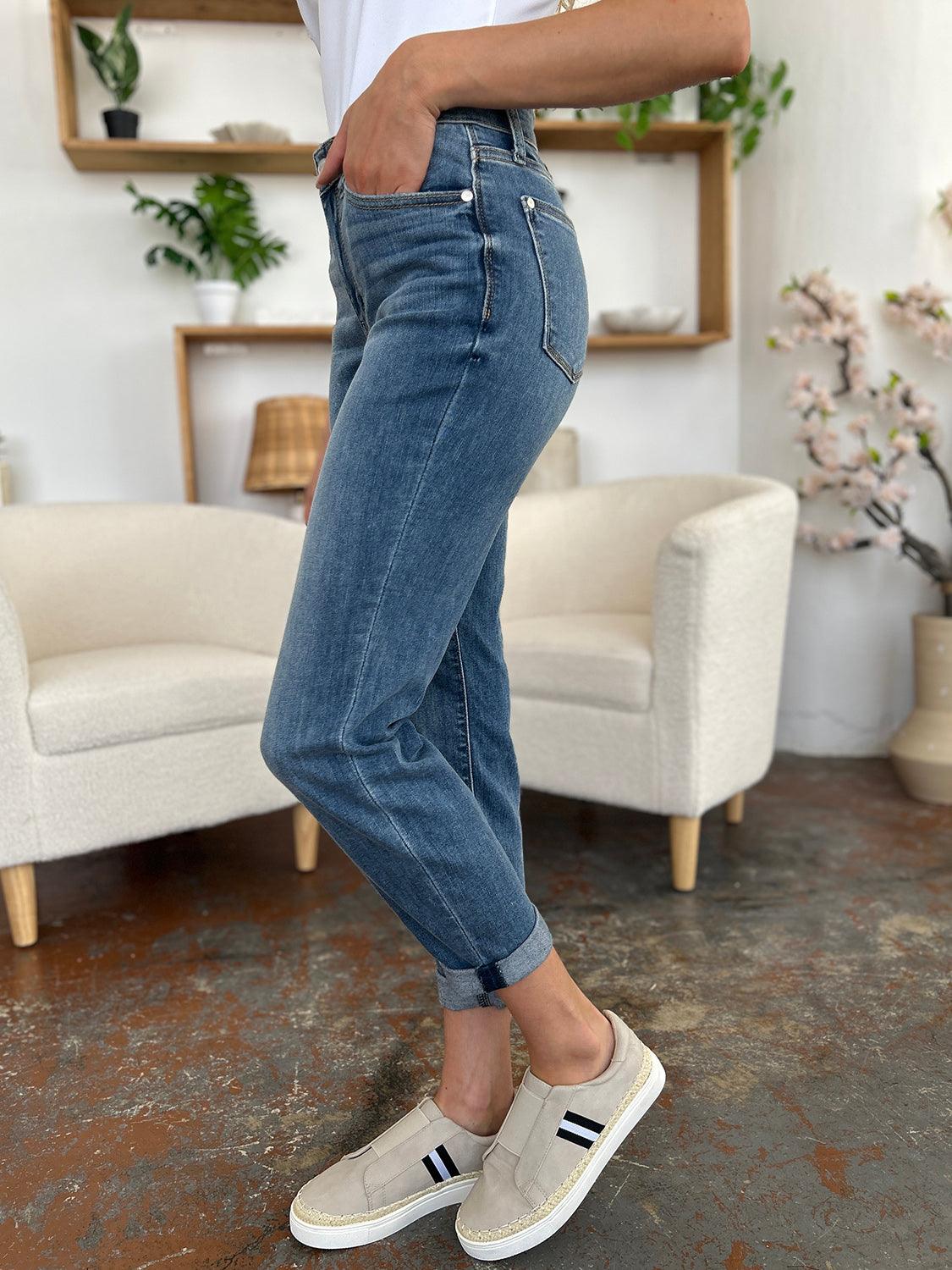 Get trendy with Full Size Cuffed Hem Slim Jeans - available at Styles Code. Grab yours today!