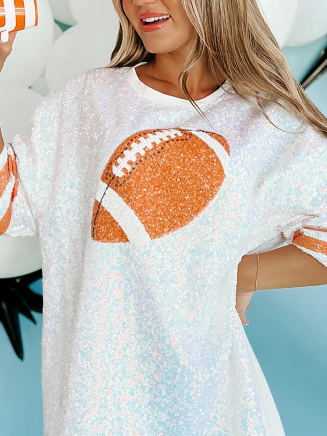 Get trendy with "Football" Round Neck Half Sleeve Oversized Top - available at Styles Code. Grab yours today!