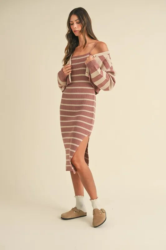 Get trendy with Crop Cardigan and Bodycon Dress Set - Dress available at Styles Code. Grab yours today!
