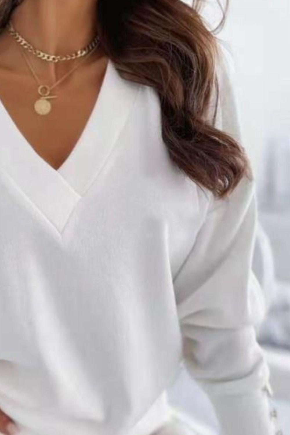 Get trendy with V-Neck Long Sleeve Sweatshirt - available at Styles Code. Grab yours today!