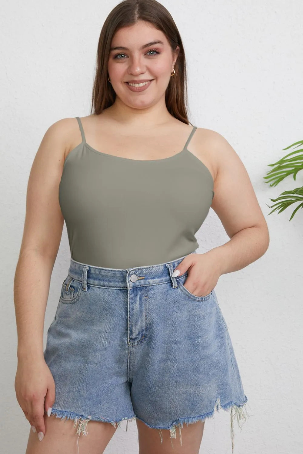 Get trendy with Full Size Round Neck Slim Cami - Top available at Styles Code. Grab yours today!