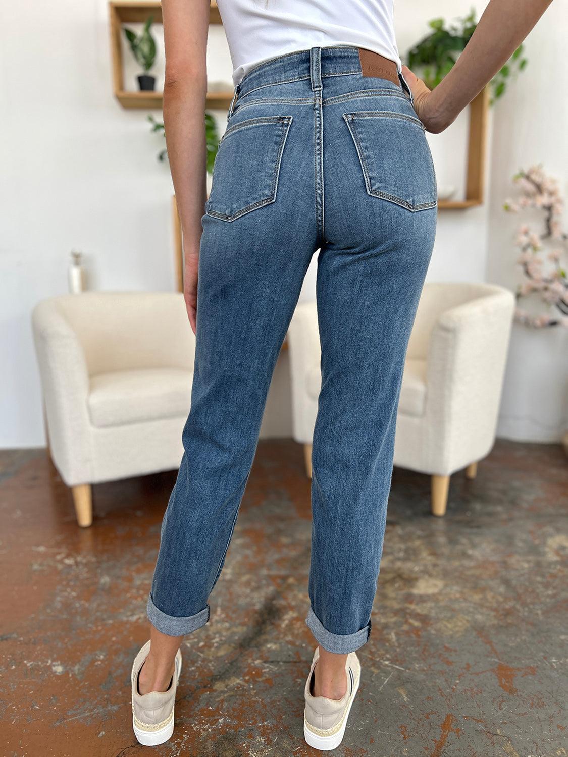 Get trendy with Full Size Cuffed Hem Slim Jeans - available at Styles Code. Grab yours today!