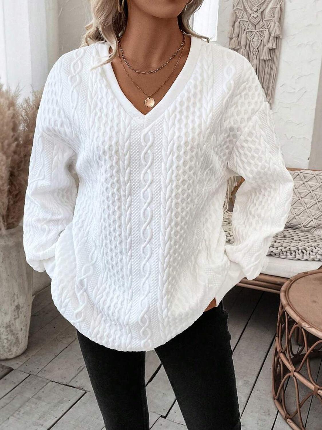 Get trendy with V-Neck Long Sleeve Sweatshirt - available at Styles Code. Grab yours today!