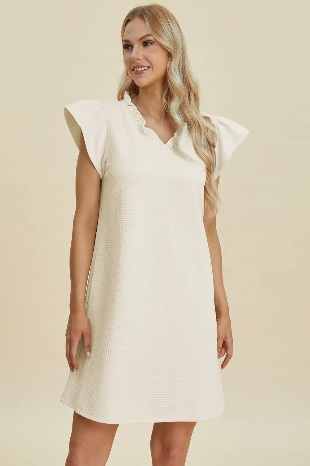 Get trendy with Full Size Ruffled V-Neck Dress - Dress available at Styles Code. Grab yours today!