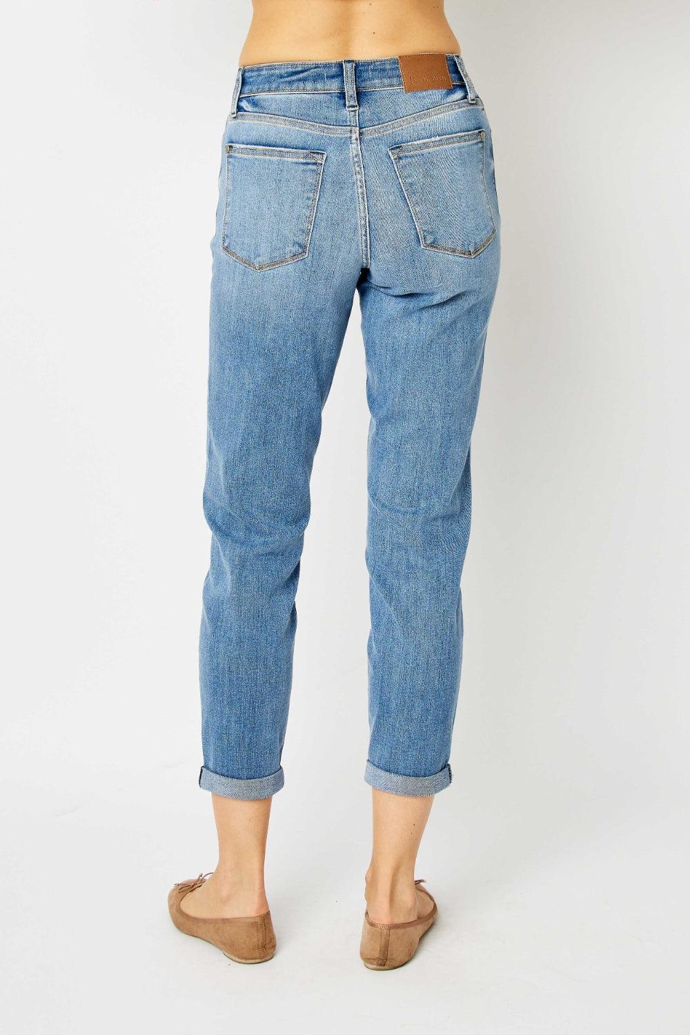 Get trendy with Full Size Cuffed Hem Slim Jeans - available at Styles Code. Grab yours today!