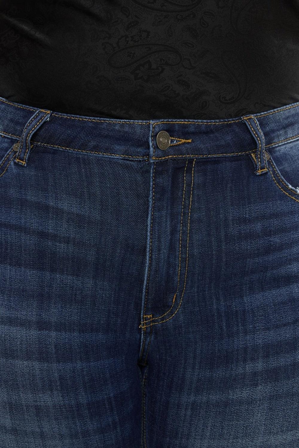 Get trendy with Full Size Mid Rise Slim Flare Jeans - Jeans available at Styles Code. Grab yours today!