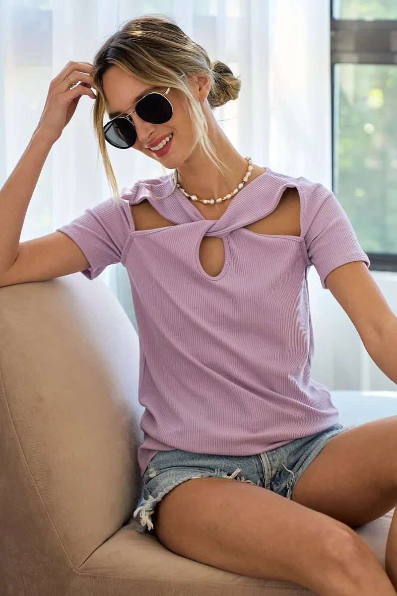 Get trendy with Rib Knit Detailed Top - Top available at Styles Code. Grab yours today!