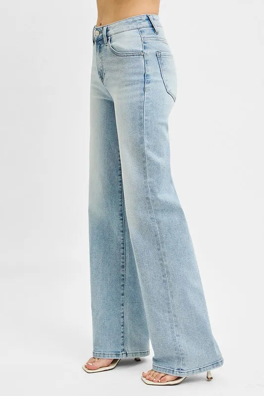 Get trendy with Wide Leg 90's Jeans - Jeans available at Styles Code. Grab yours today!