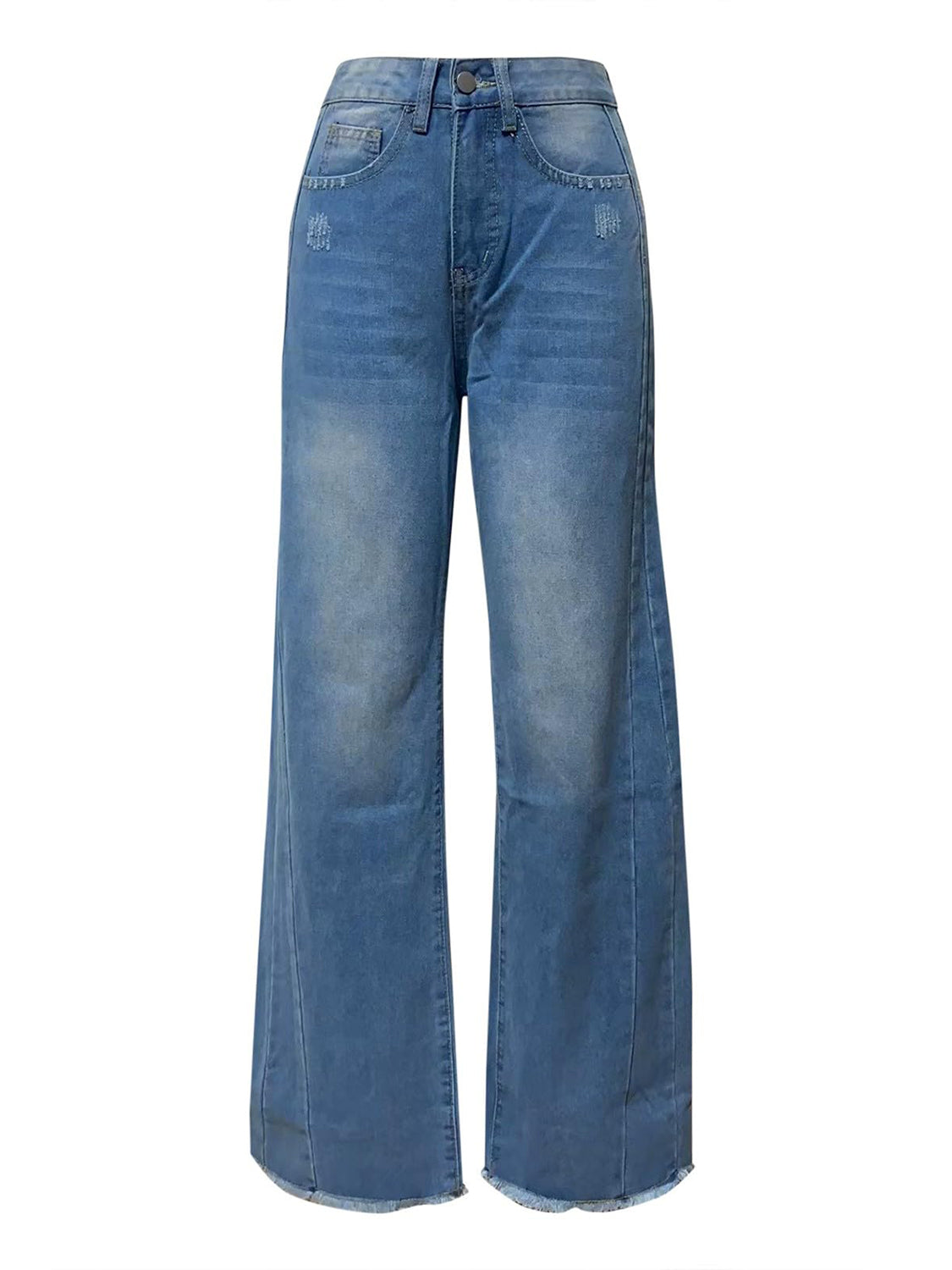 Get trendy with Raw Hem Wide Leg Jeans - Jeans available at Styles Code. Grab yours today!