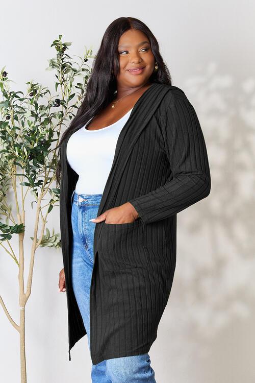 Get trendy with Full Size Hooded Sweater Cardigan - available at Styles Code. Grab yours today!